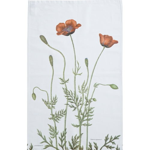Kitchen towel with Flora Danica's red poppies.