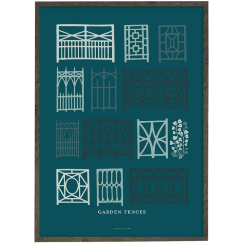 Garden fences (petrol) - ART PRINT - CHOOSE SIZE