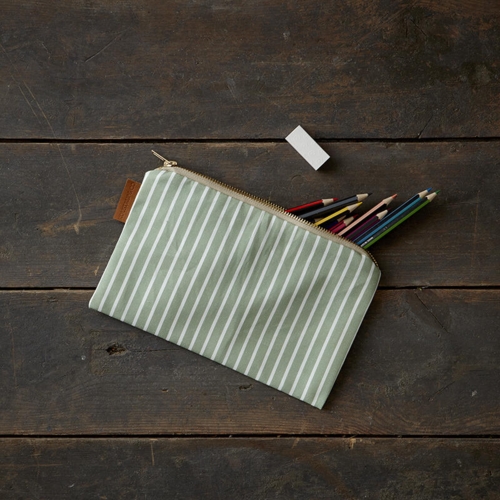 COSMETIC BAG - Green stripe (flat)