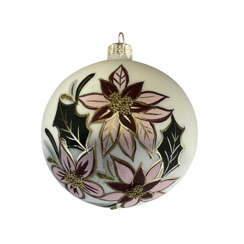 GLASS BAUBLE - Cream/Green/Pink Christmas Stars