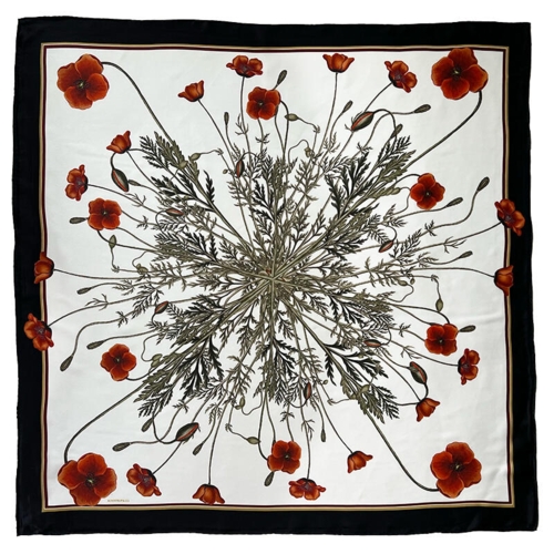 SILK SCARF - Poppy - 90 cm