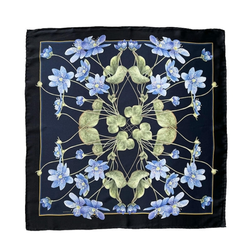 SILK SCARF - Blue Anemone - 50 cm