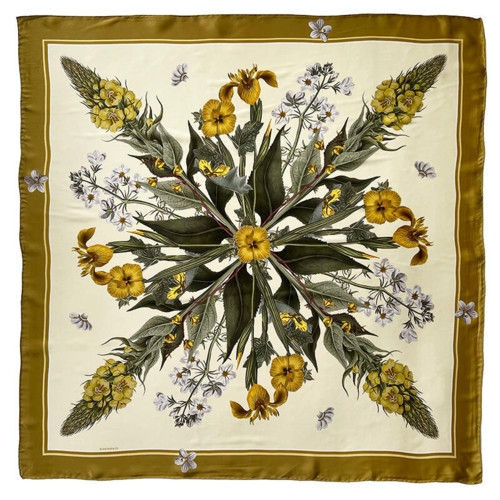 SILK SCARF - Yellow FD - 90 cm
