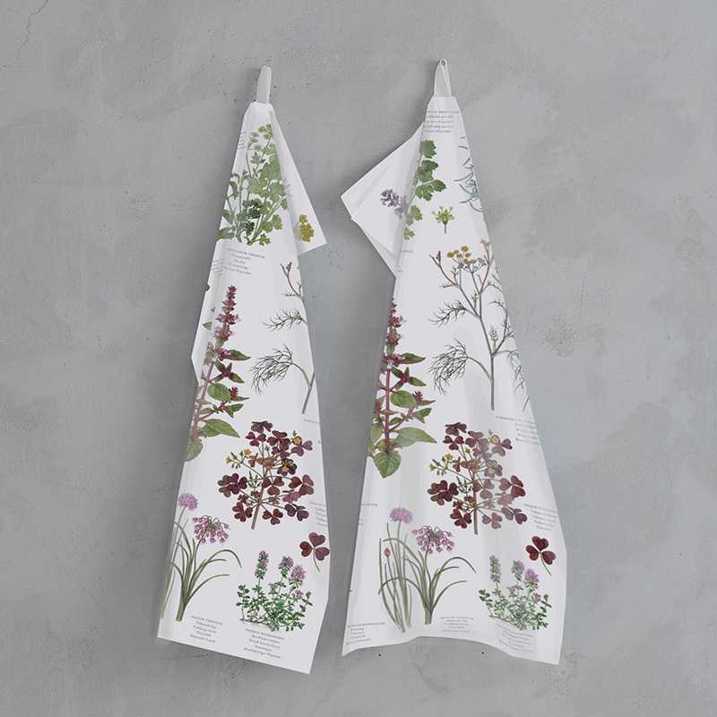 Herb tea towel in organic cotton