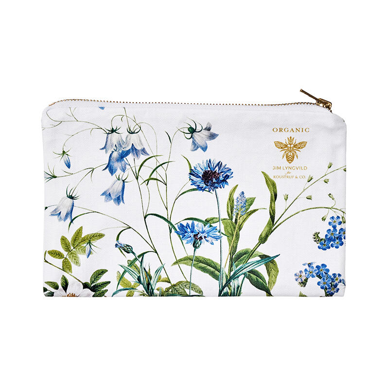 Flat cosmetic bag Blue Flower Garden