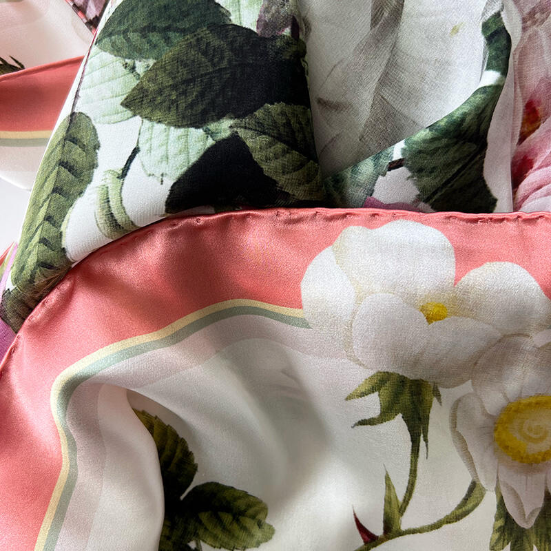 Silk Scarf - Rose Flower Garden JL - Pink/Peach 90 cm - Sold out