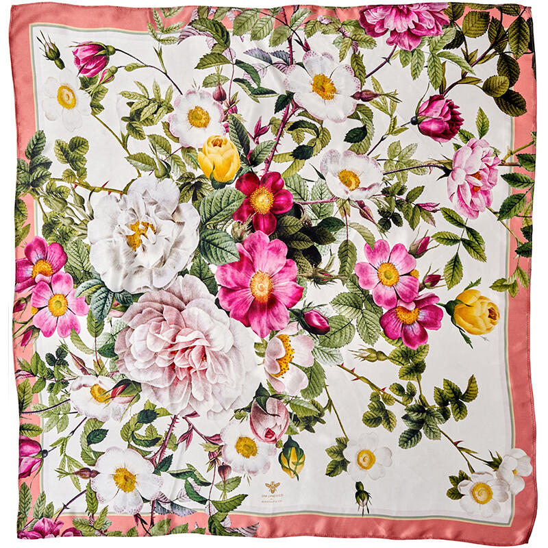 Silk Scarf - Rose Flower Garden JL - Pink/Peach 90 cm - Sold out