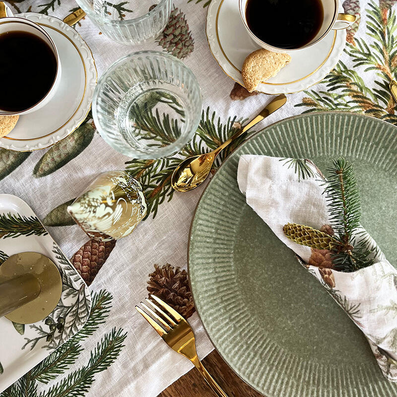 Linen Table Runner - Pine trees