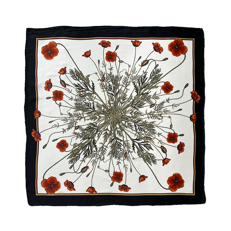 SILK SCARF - Poppy - 50 cm