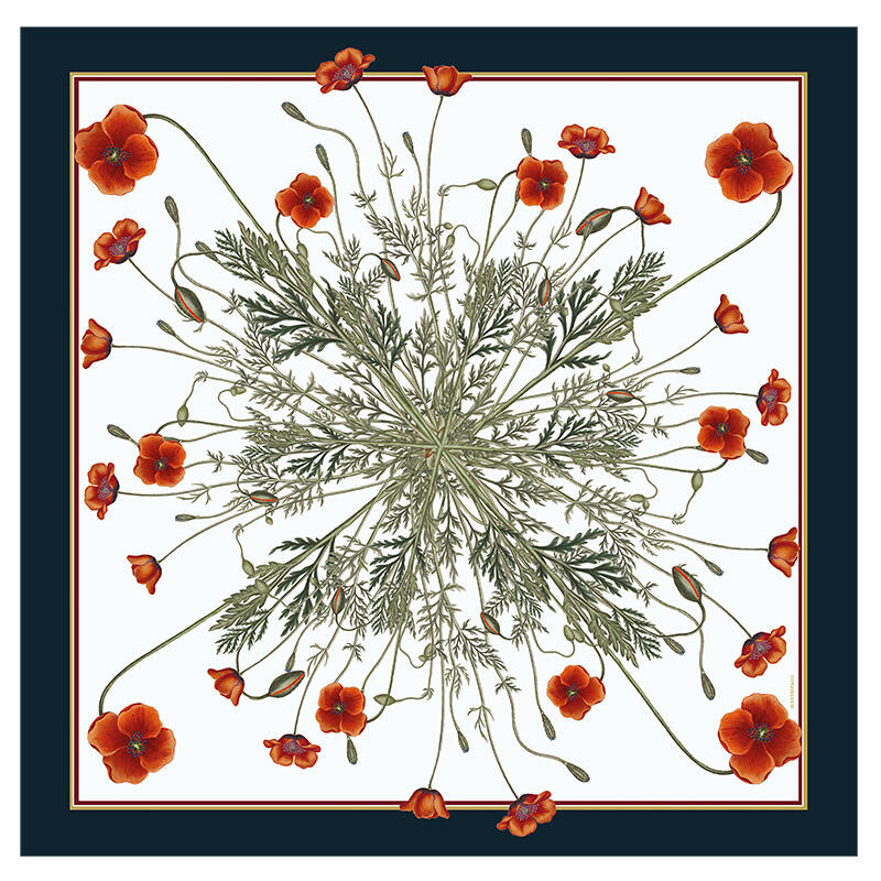 Silk scarf with poppies