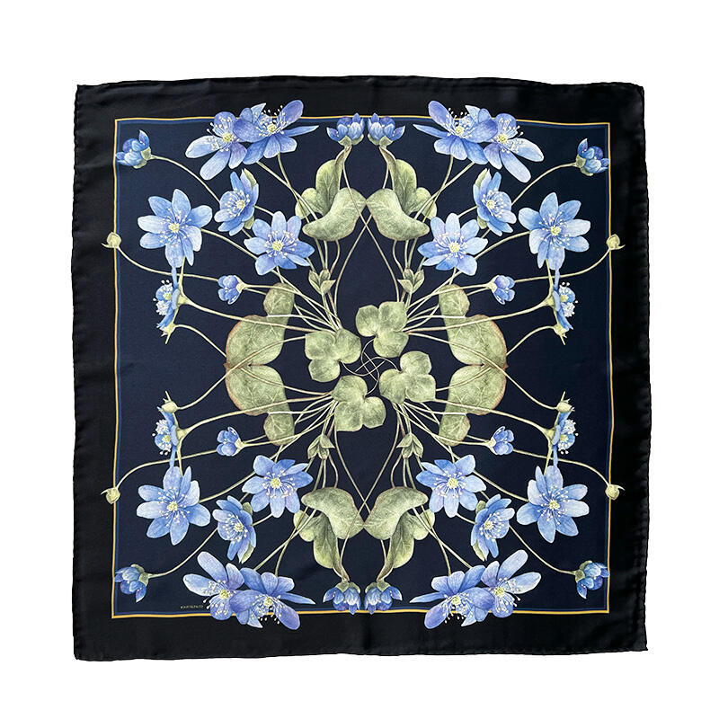 SILK SCARF - Blue Anemone - 50 cm
