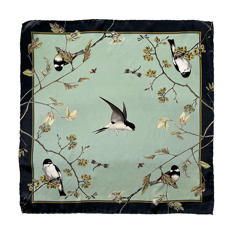 SILK SCARF - Garden birds - 50 cm