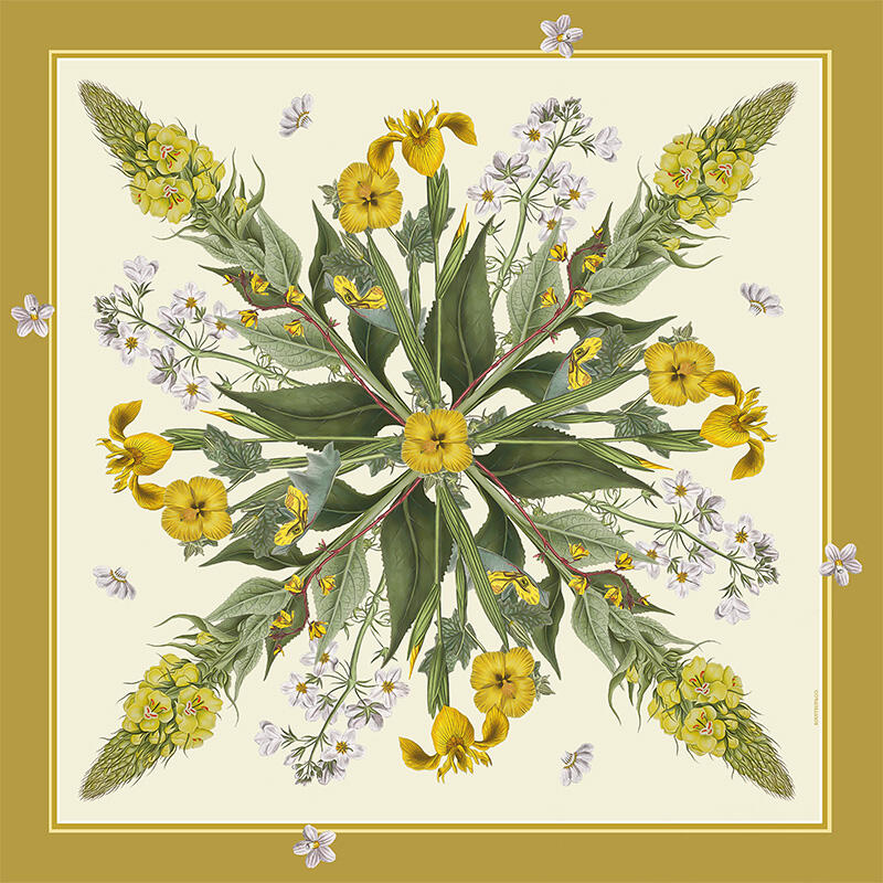 SILK SCARF - Yellow FD - 90 cm