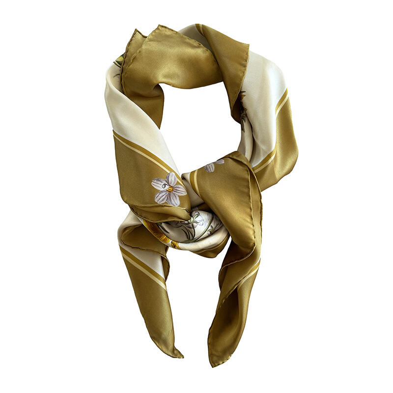 SILK SCARF - Yellow FD - 90 cm