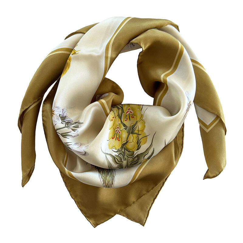 SILK SCARF - Yellow FD - 90 cm