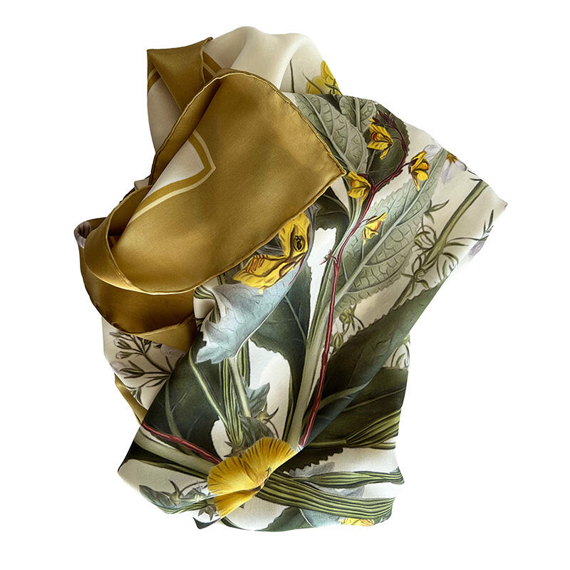 SILK SCARF - Yellow FD - 90 cm