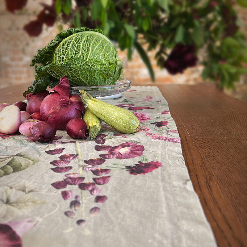 Linen Table Runner - Blossom Garden JL