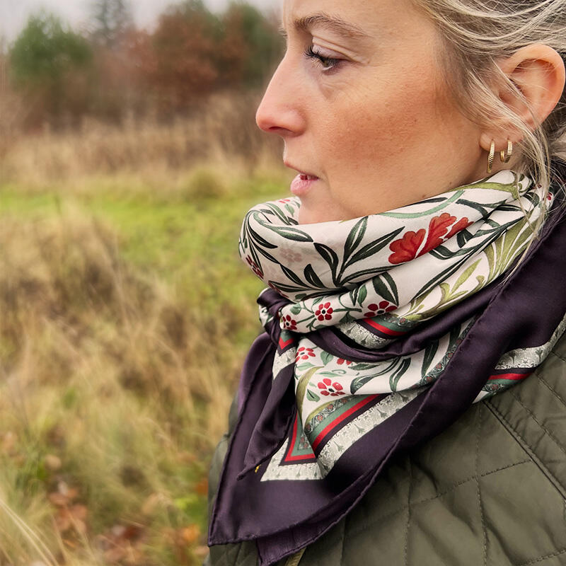 SILK SCARF - Morris Oxford red - 90 cm