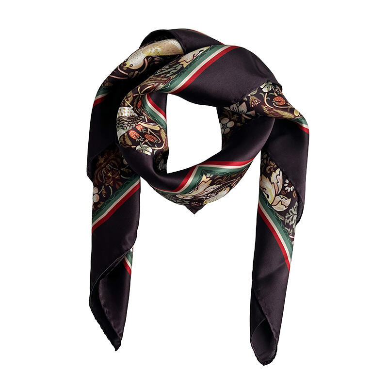 SILK SCARF - Morris Strawberry thief bordeaux - 90 cm