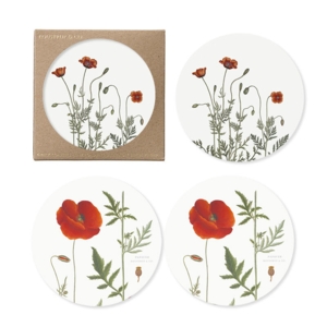 GLASS COASTER - Poppy 4-pack