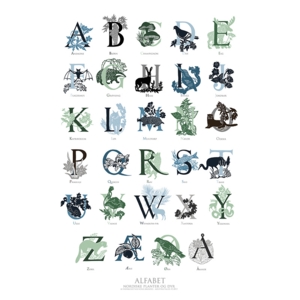 KUNSTTRYK B2 - 50X70 ABC green/blue (Danish)