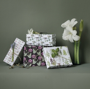 WRAPPING PAPER - Flowers and Herbs - recycled, 4 sheets