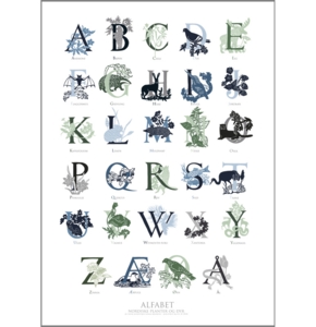 NORWEGIAN - ABC blue/green art print B2