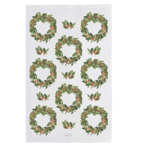 ORGANIC DISH TOWEL - Holly Wreaths